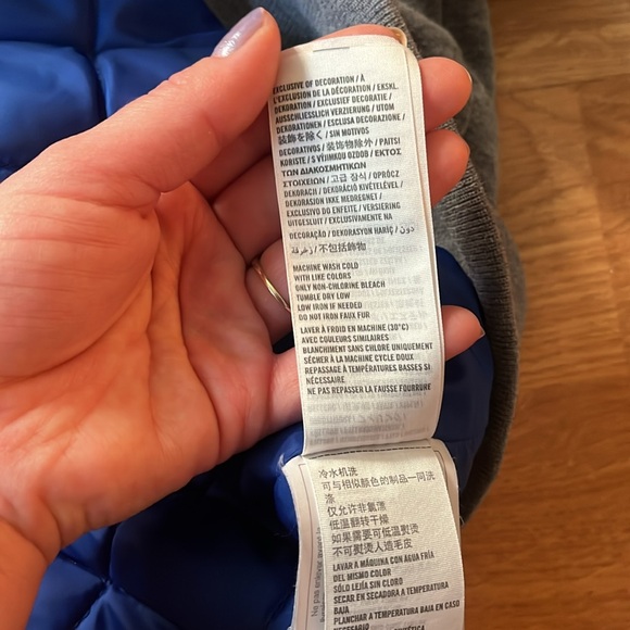 Hollister Gray/Blue Quilted Fleece Hood Jacket EUC Medium Button/Zip up - Picture 12 of 12